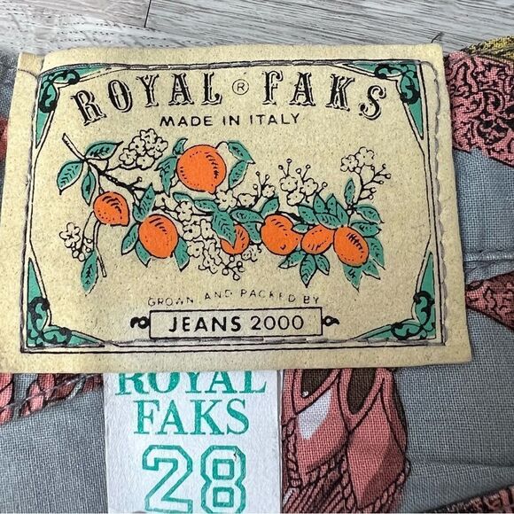 ROYAL FAKS Y2K Vintage Rare Legging Ceremonial Print Style Size 28. - Picture 8 of 12